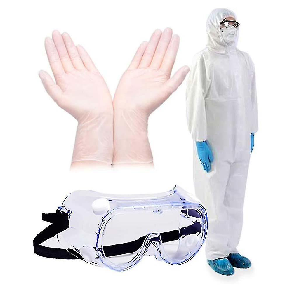 New Coverall Suits With Hood Full Body Protective Clothing Anti-dust Isolation Suit Elastic Wrist An