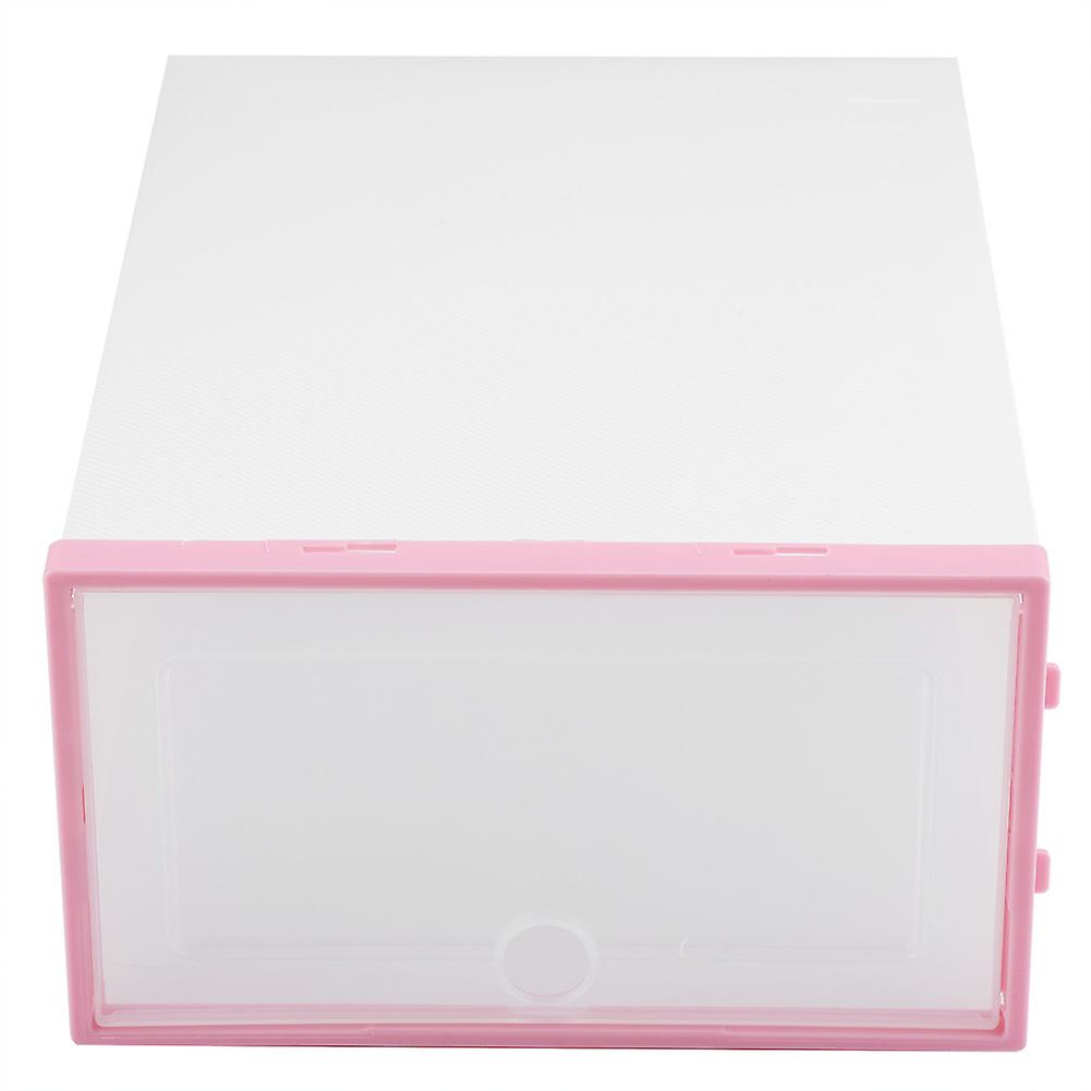 Stackable Clear Plastic Transparent Shoes Storage Box Drawer Home Room Shoe Organizer(Pink)