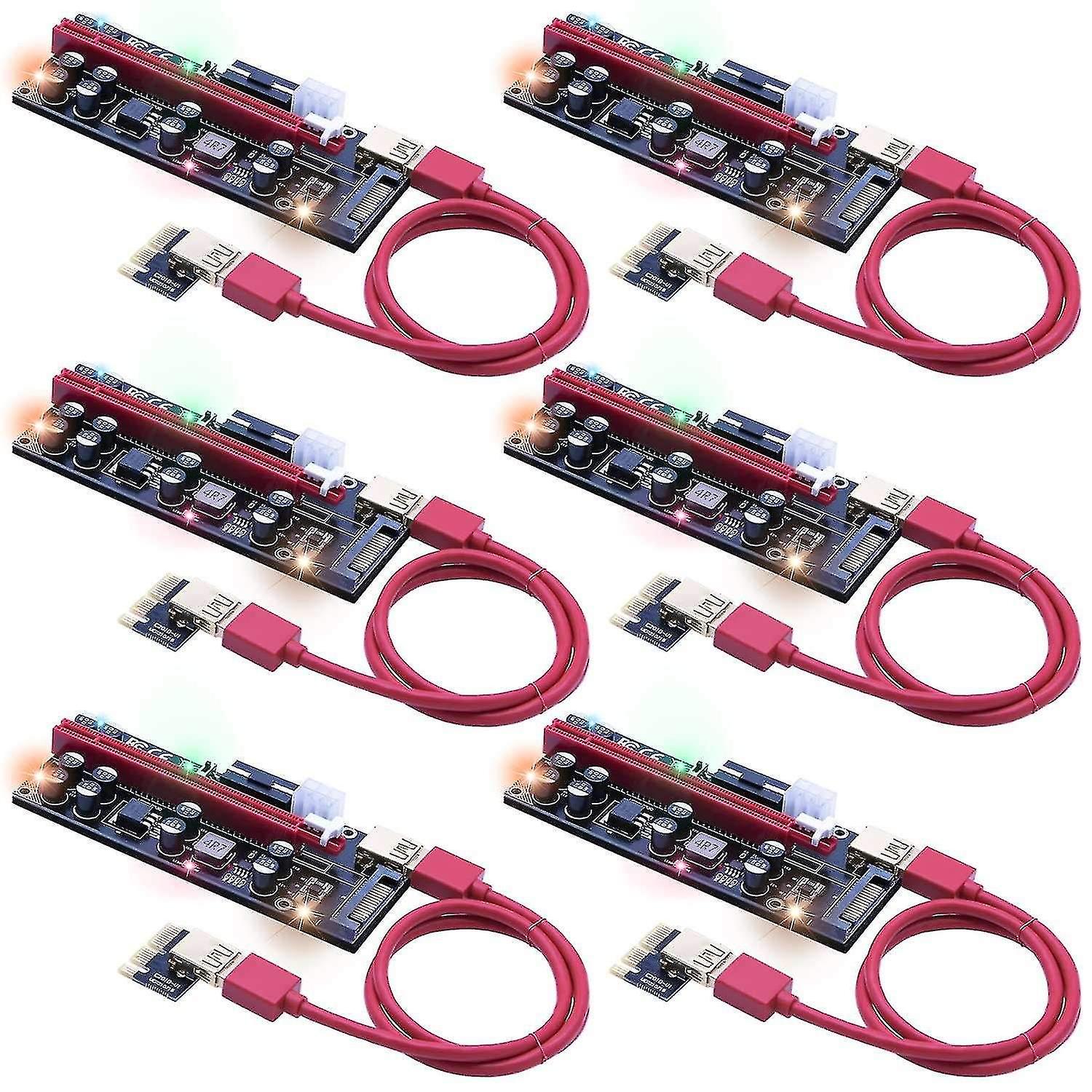 Dual-chip Pcie Riser, Gpu Riser 16x To 1x Graphics Adapter With 10 Capacitors, Rgb Led Lights, Usb 3