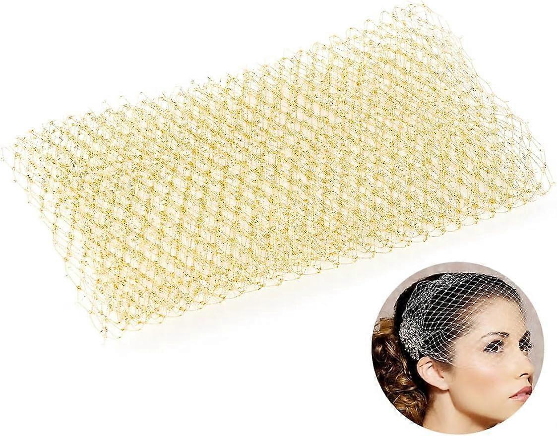 1.1 Yard Gold Veil Neting Fabrics 9.4~9.8 Inch Wide Bridal Wedding Veil Net Birdcage Veil Netting Fascinator Millinery Netting Fabric Mesh Fabric for