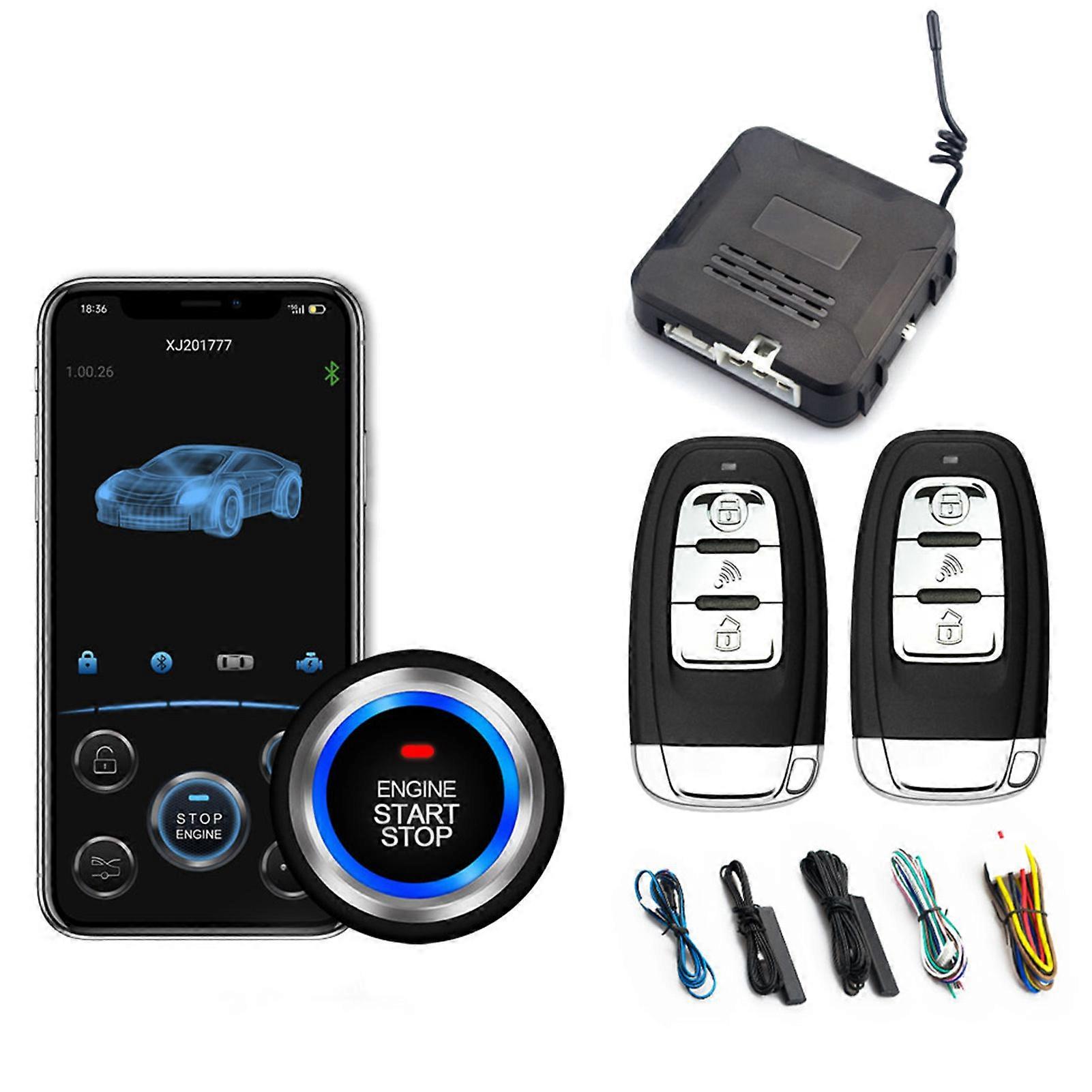 less Car Key Systems Key blade Push Start System Engine Start Alarm System Push One-button Start Smart Remote Phone Control Anti-Theft System
