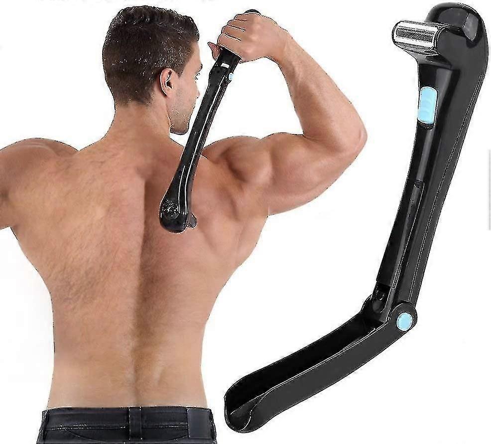 Back epilation and body shaver, ergonomic handle, wet or dry shave