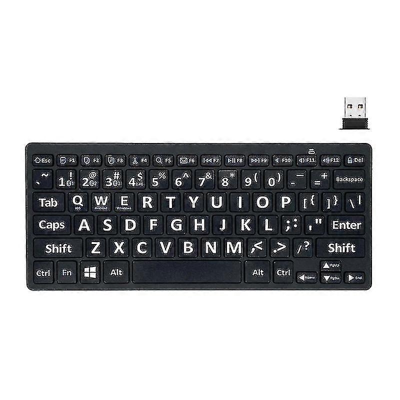 78 Keys Low Vision Elderly Keyboard Large Font Print 2.4G Wireless Keyboard