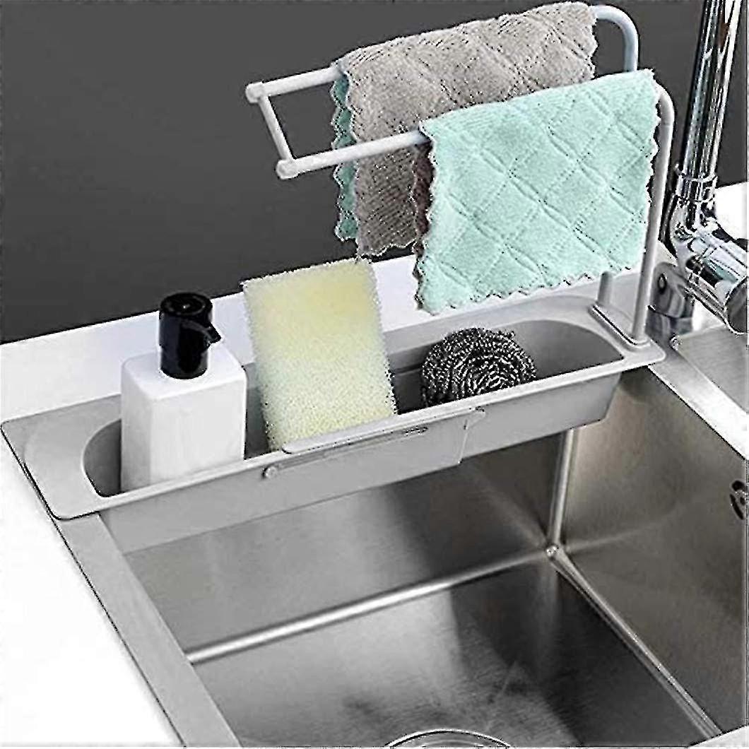 Innovative Kitchenware Rack, Telescopic Sink Sponge Soap Holder With Ventilated Drain, Scalable Adjustable Sink