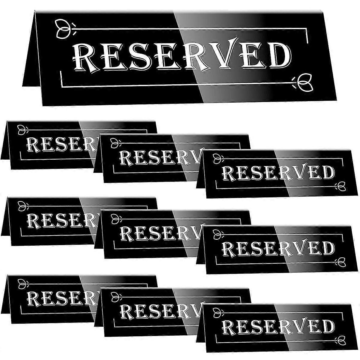 For 10PCS Reserved Table Signs, Acrylic Guest Reservation Table Tents Sign, Waterproof Background Double-Sided