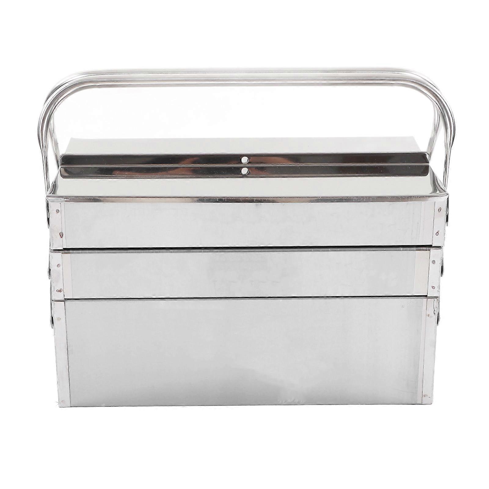 Cantilever Tool Box Metal Folding Portable Auto Maintenance Storage Organizer Stainless Steel 3 Layer 5 Tray 420 YEMAA