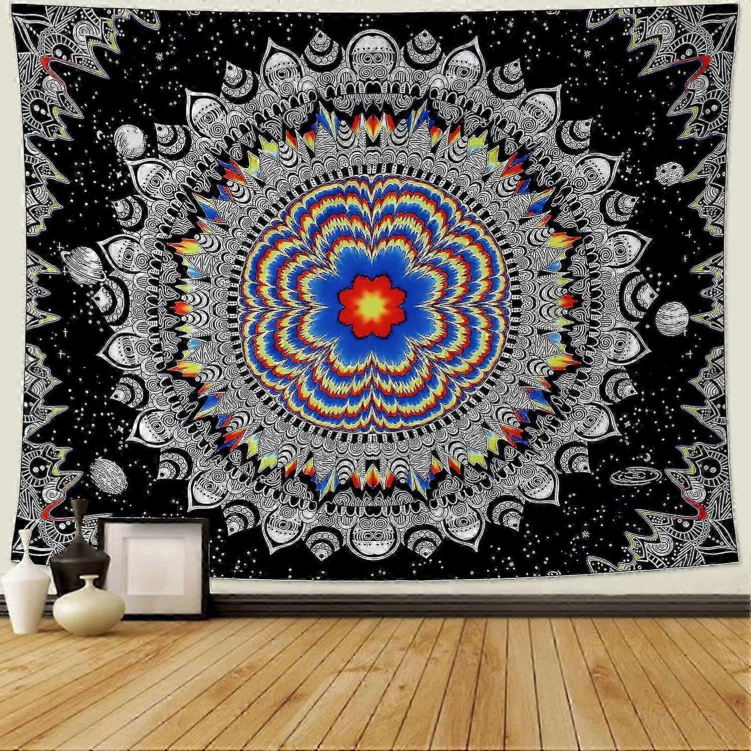 Psychedelic Wall Tapestry Celestial Space Black and White Tapestry Wall Hanging Bohemian Aesthetic T