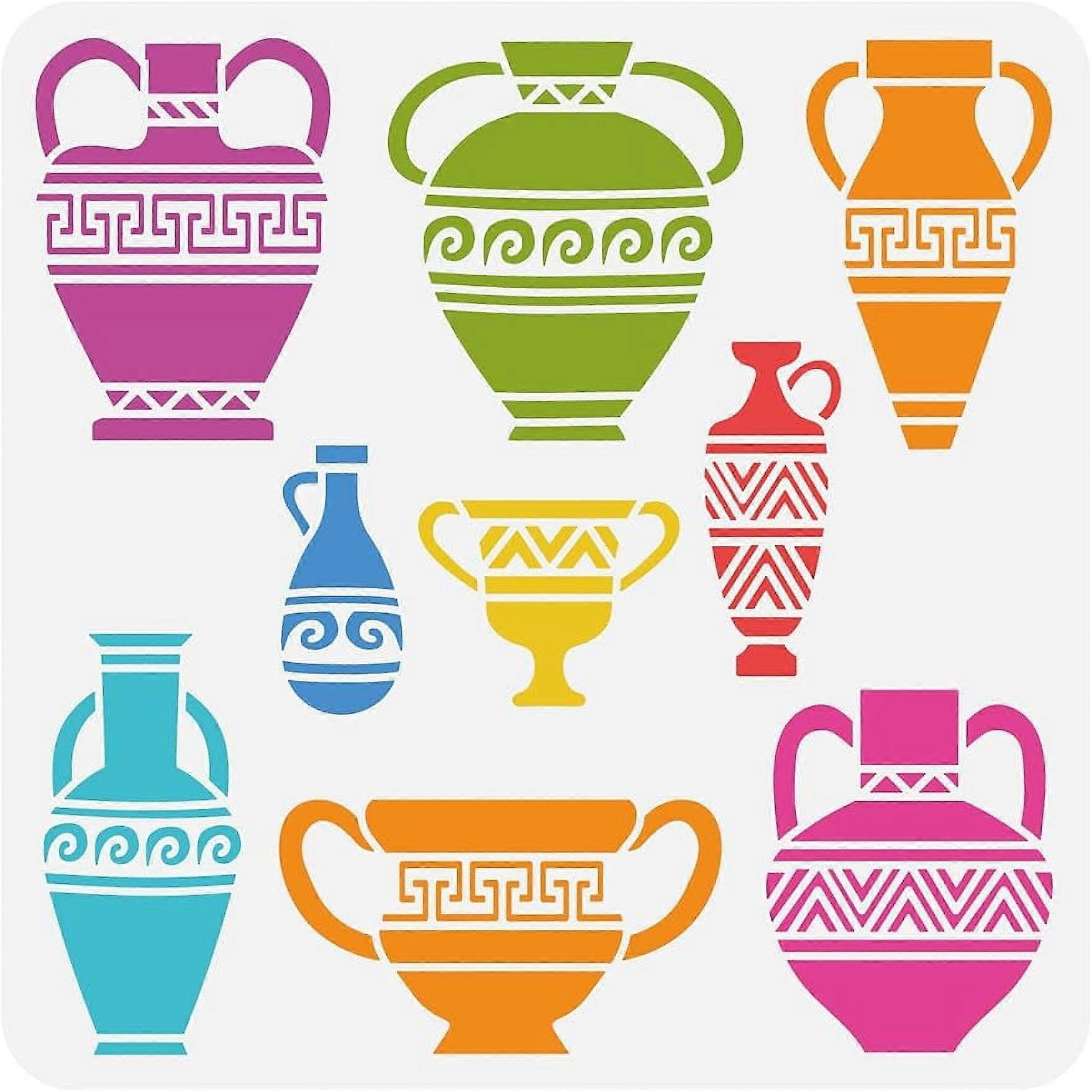 1Pc Vase Border Painting Stencil Reusable Vase Pattern Drawing Template Tribe Theme Decoration Crafts Stencil for Painting