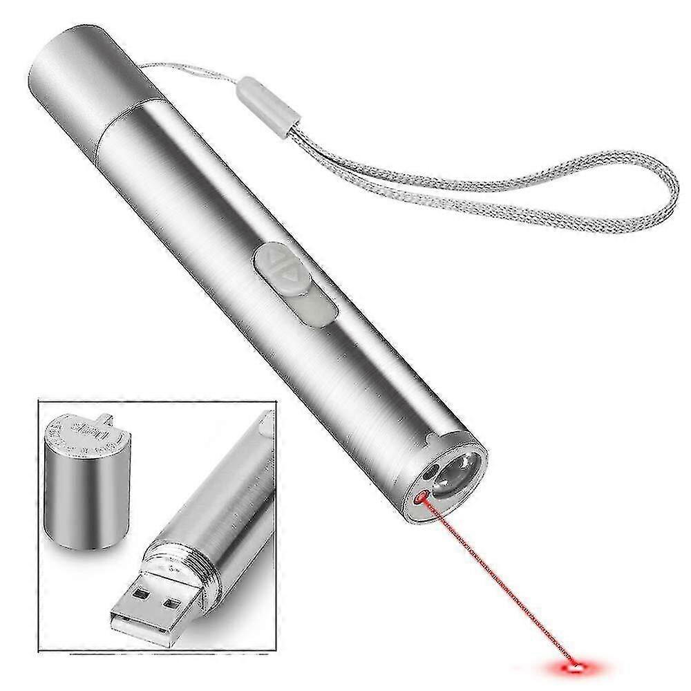 3 In 1 Cat Laser Pointer Flashlight Toy Usb Charge Torch Uv Light
