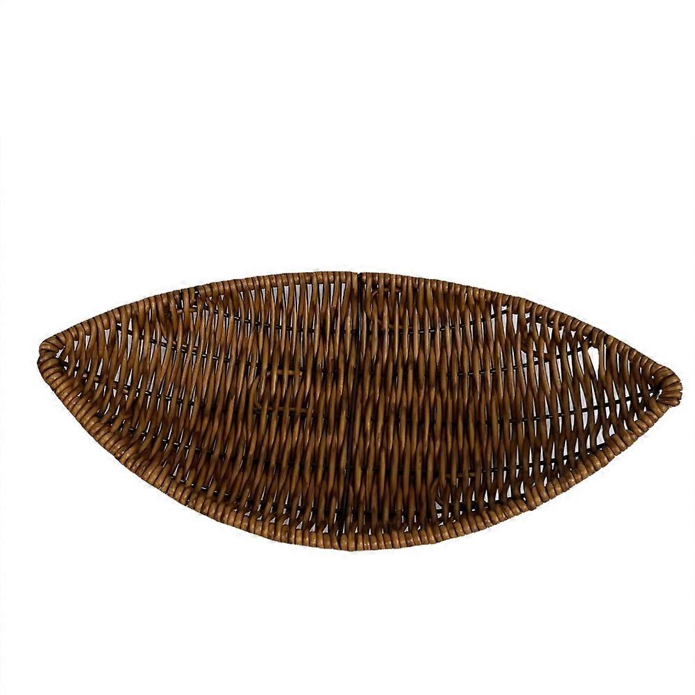 Retro Leaf-shaped Woven Storage Basket Multi-Uses Desktop Storage Baskets for Home Kitchen