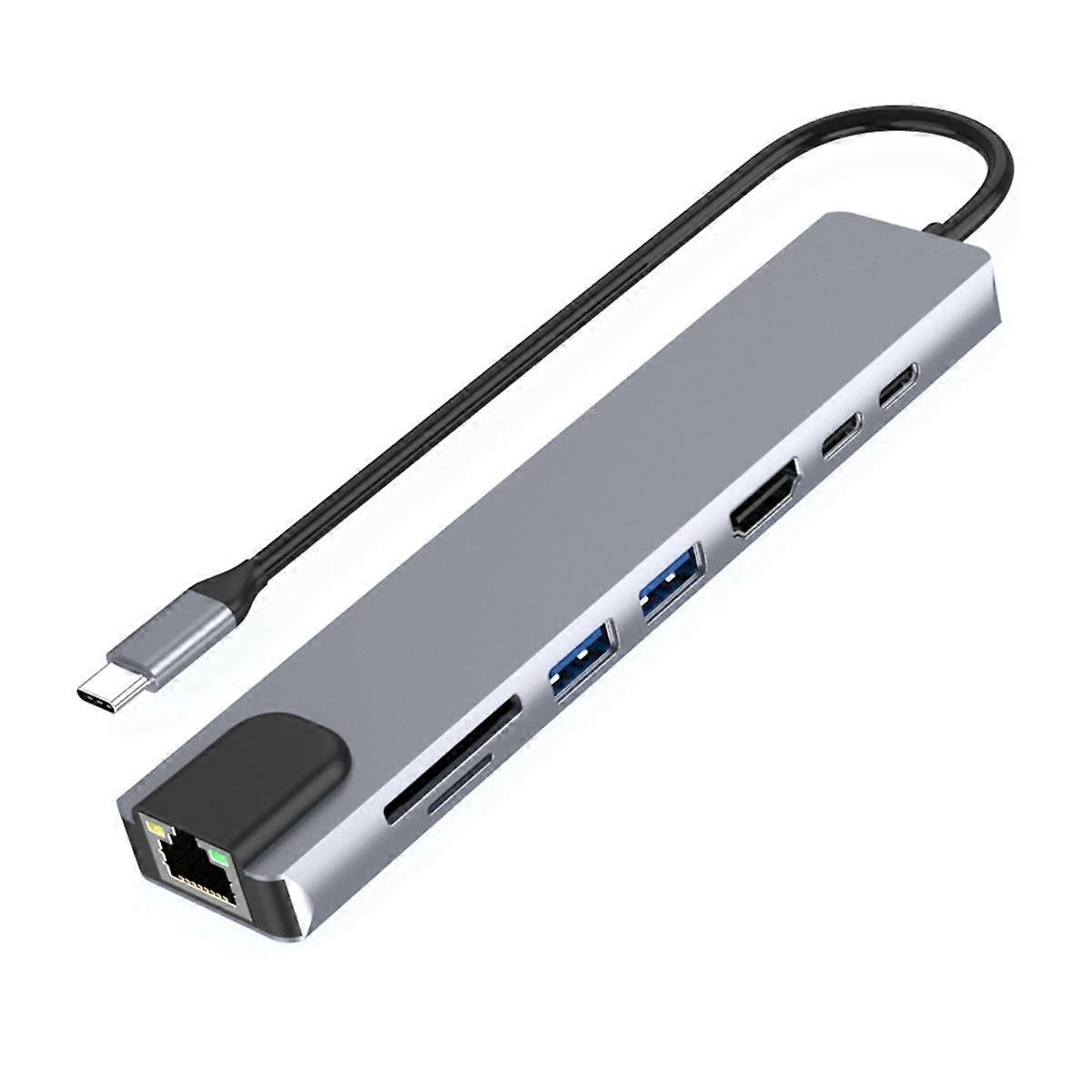 محور USB-C مع إيثرنت ، 4K HD ، USB 3.0 ، قارئ بطاقة SD ، 87 واط PD شحن نقل بيانات عالي السرعة و