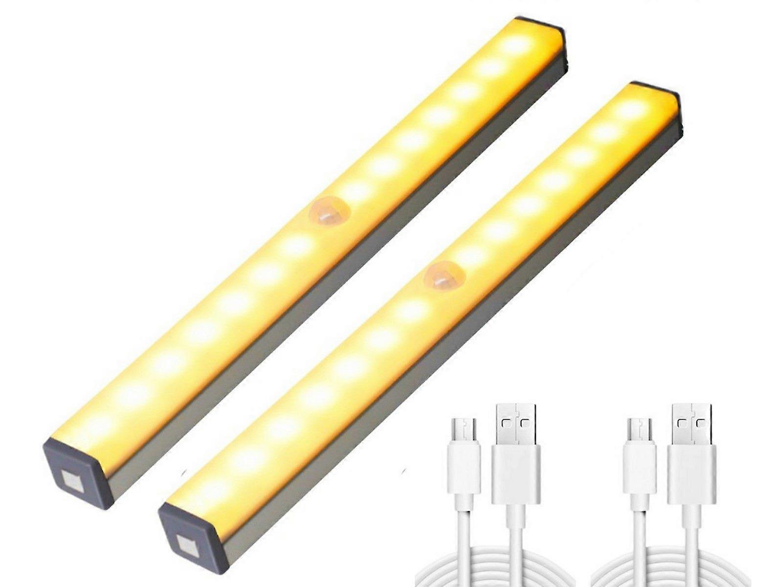 2Pcs 50cm Under Closet LED Motion Sensor Light Dimmable Cabinet Lamp Warm Light