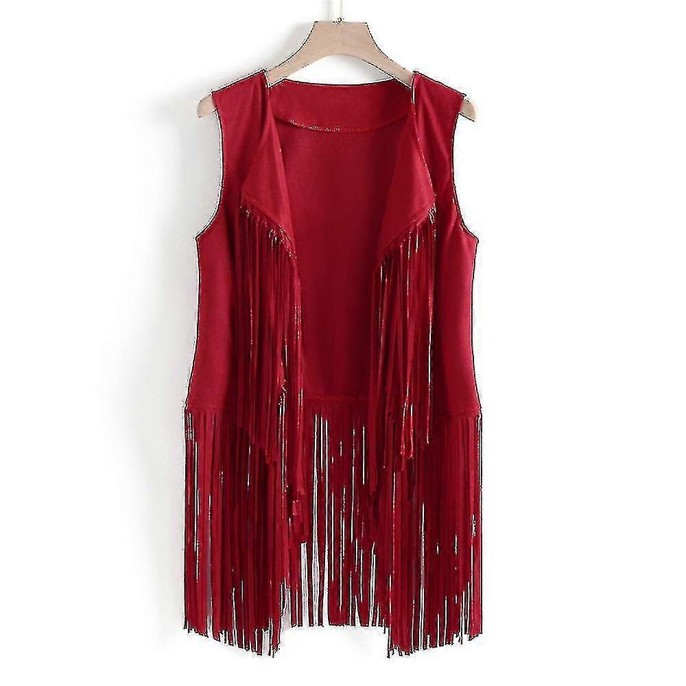 Womens Tassel Vest 70s 1970s Hippie Faux Frin Et Sleeveless Igan