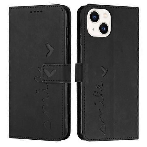 For iPhone 15 Skin Feel Heart Pattern Leather Mobile Phone Case