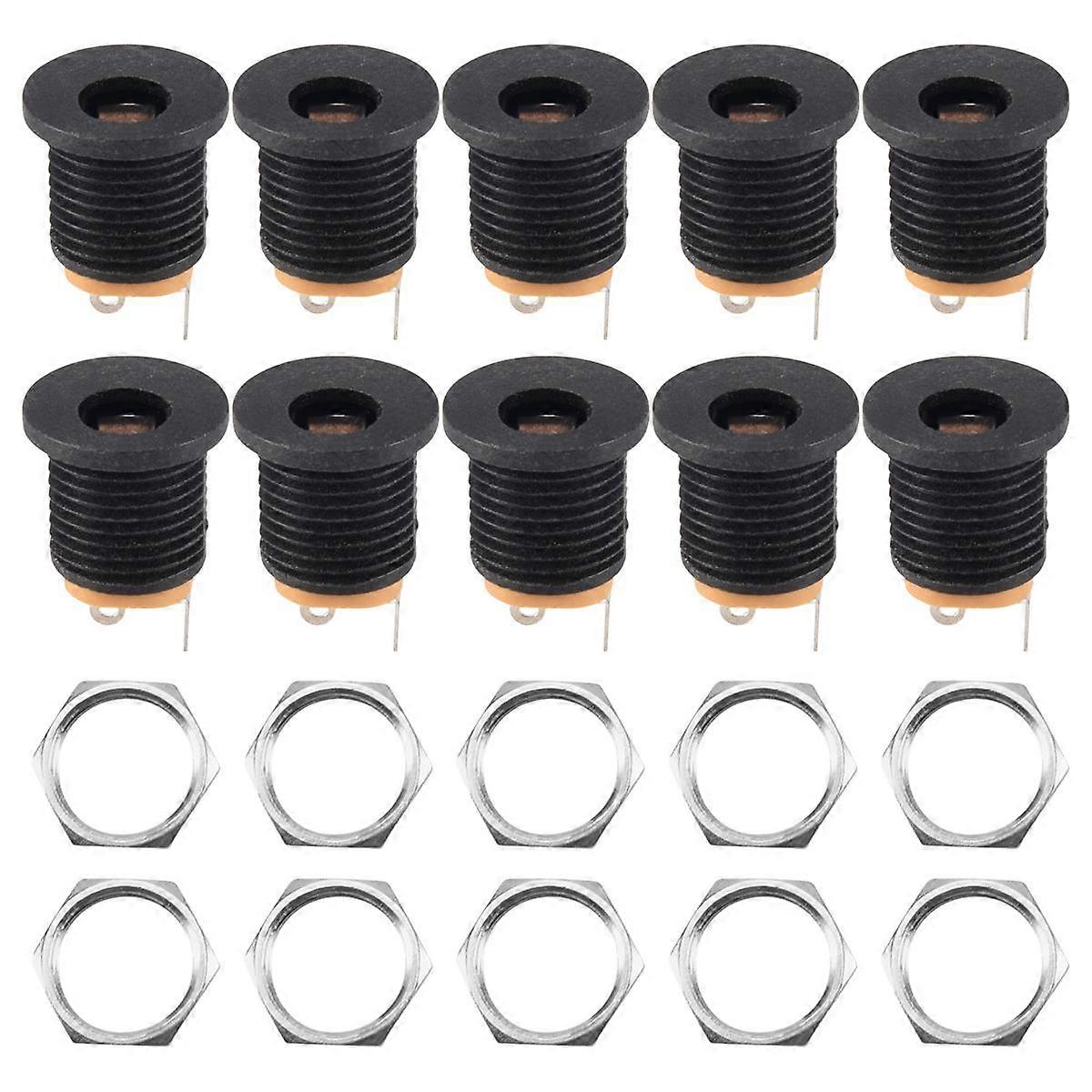 sourcingmap 10 Pcs 3-terminal Soldering 2.1mm x 5.5mm Female Power Jack DC Socket