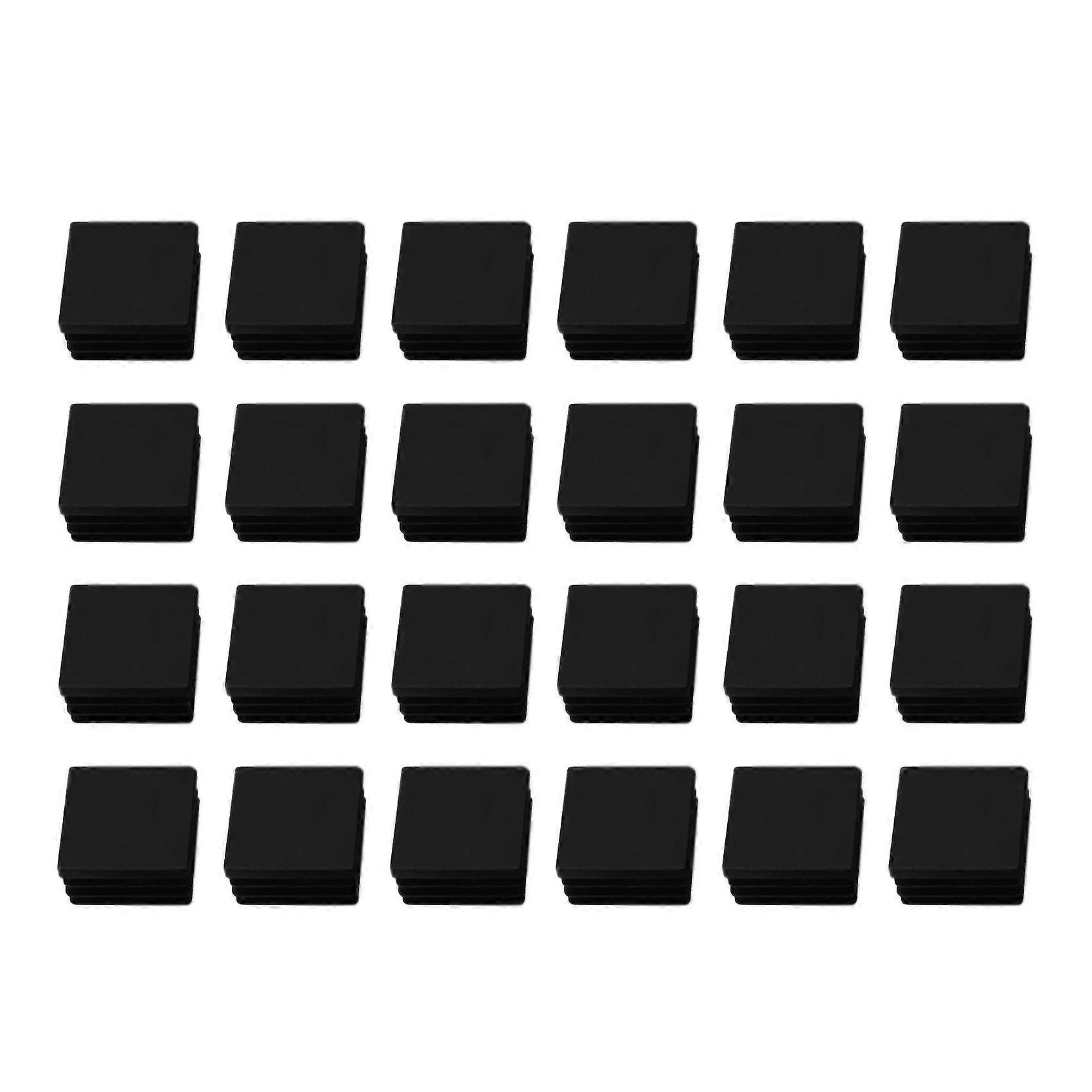 24 τεμ 30mm Χ 30mm πλαστικό ραβδωτό τετράγωνο άκρο καπάκια σωλήνα ένθετο μαύρο