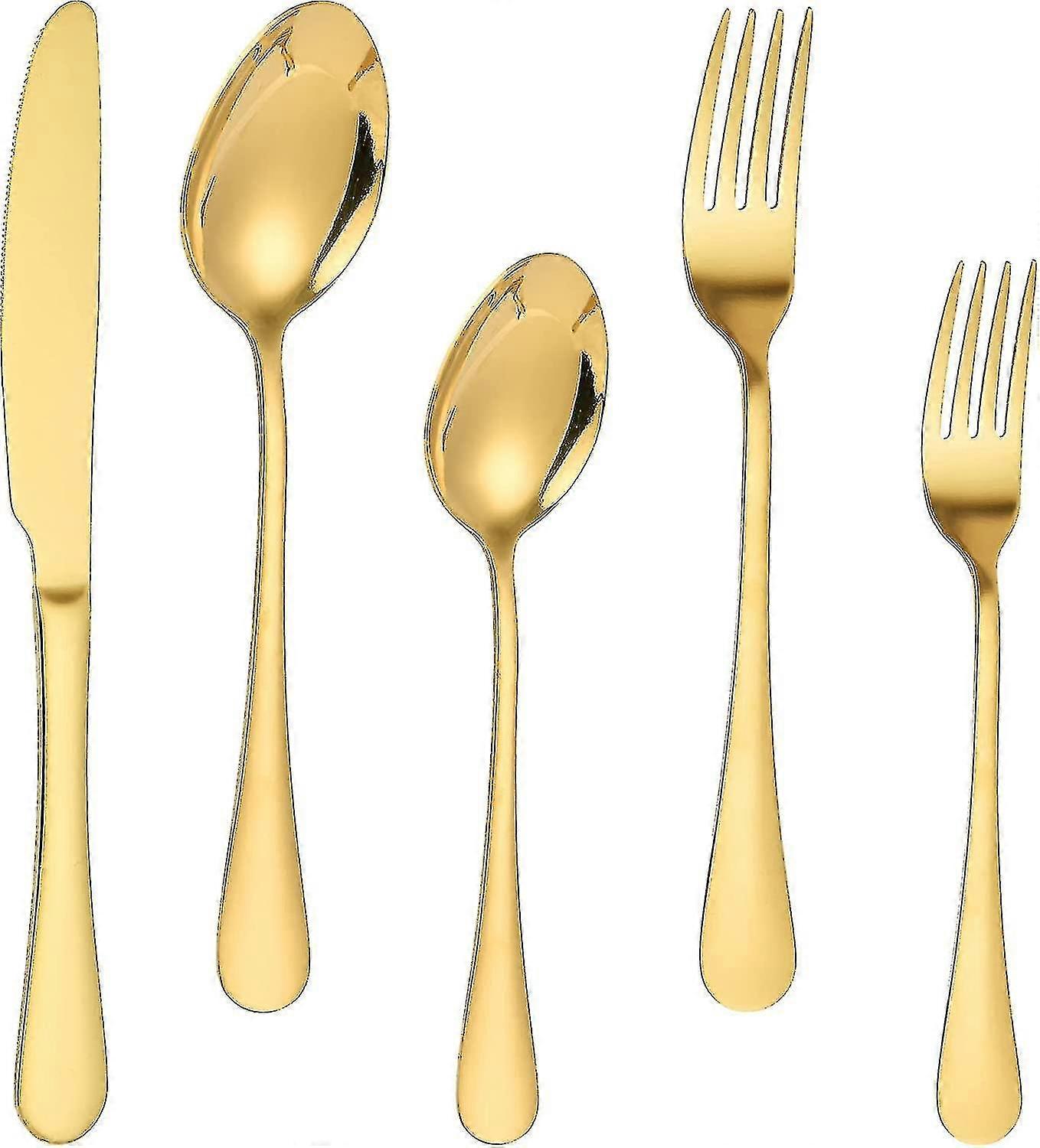 Gold Stainless Steel Cutlery Set, Knife And Fork Set, Mirror Polished And Dishwasher Safe Cutlery Si