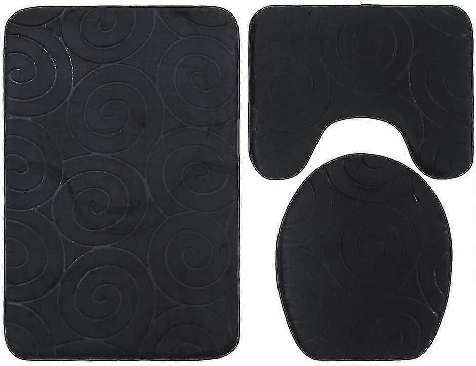 Set Of 3 Non-slip Mats For Memory Foam Absorbent Bathroom Mats, Toilet Lid Cover, U-shaped