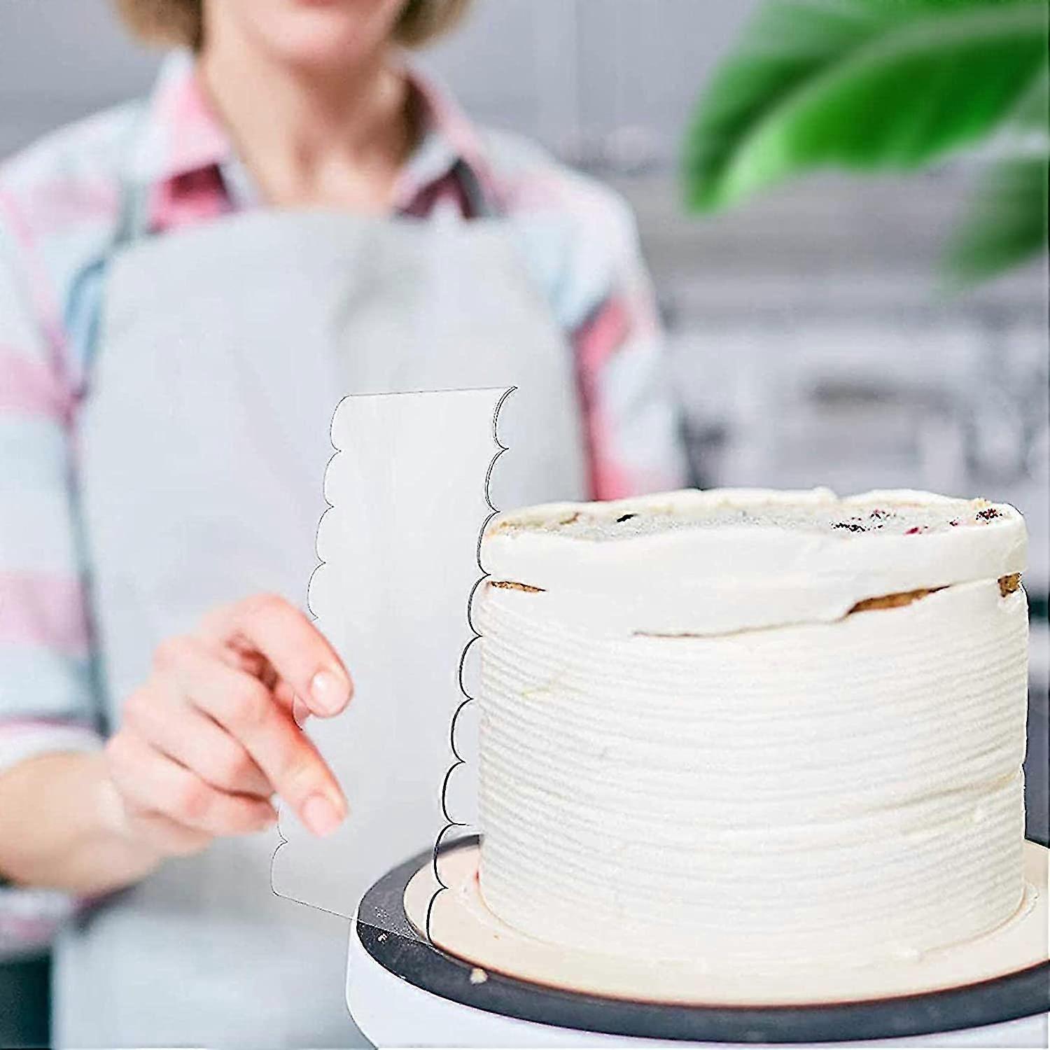 Acrylic Cake Scrapers - Clear Cake Smoother Combs | 9.45 Inch Scraper Cake Edge Stripe Combs | Bevel Cake Scraper For Cake Baking