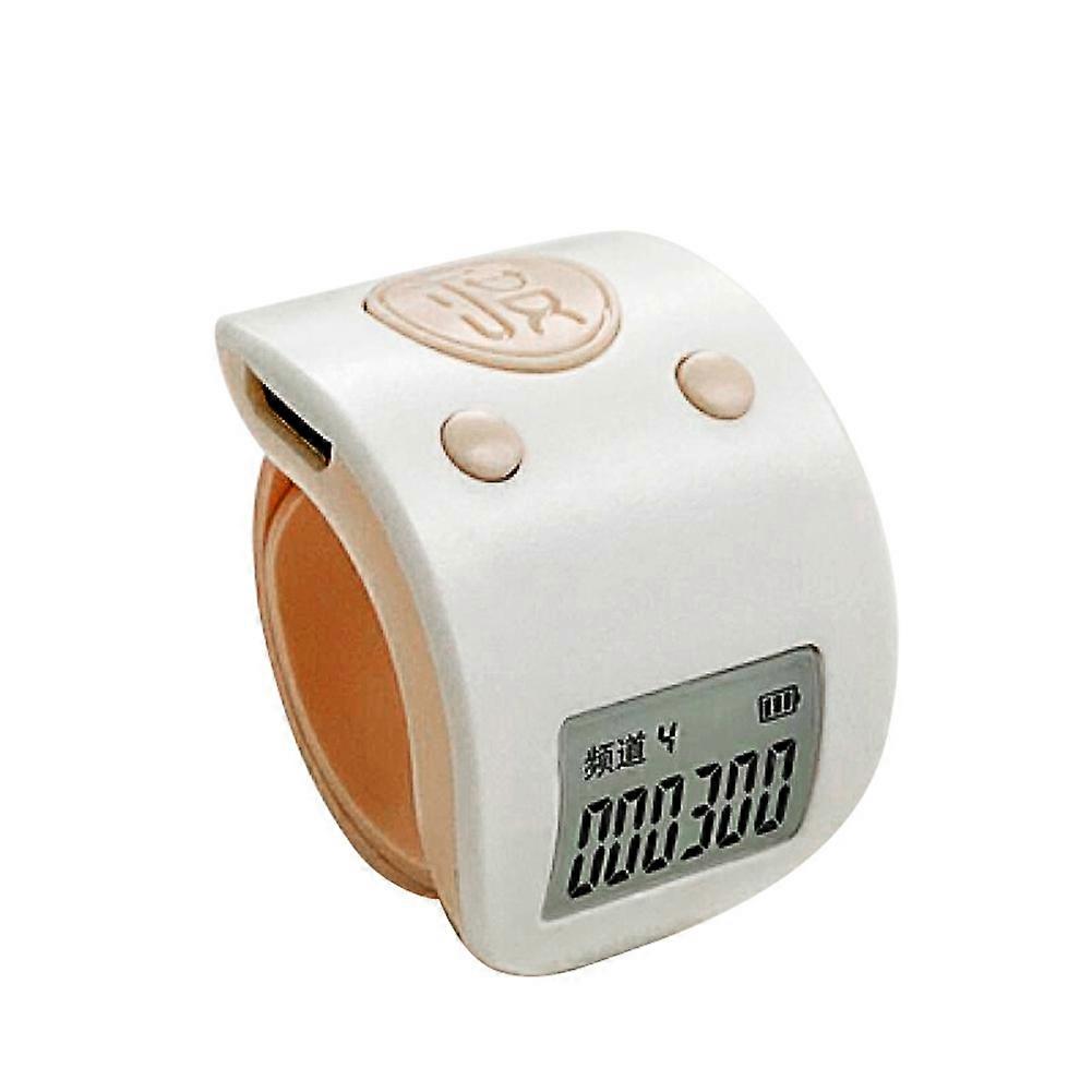 Mini Digital LCD Electronic Finger Ring Hand Counter 6 Digit Rechargeable Counters Clicker-White