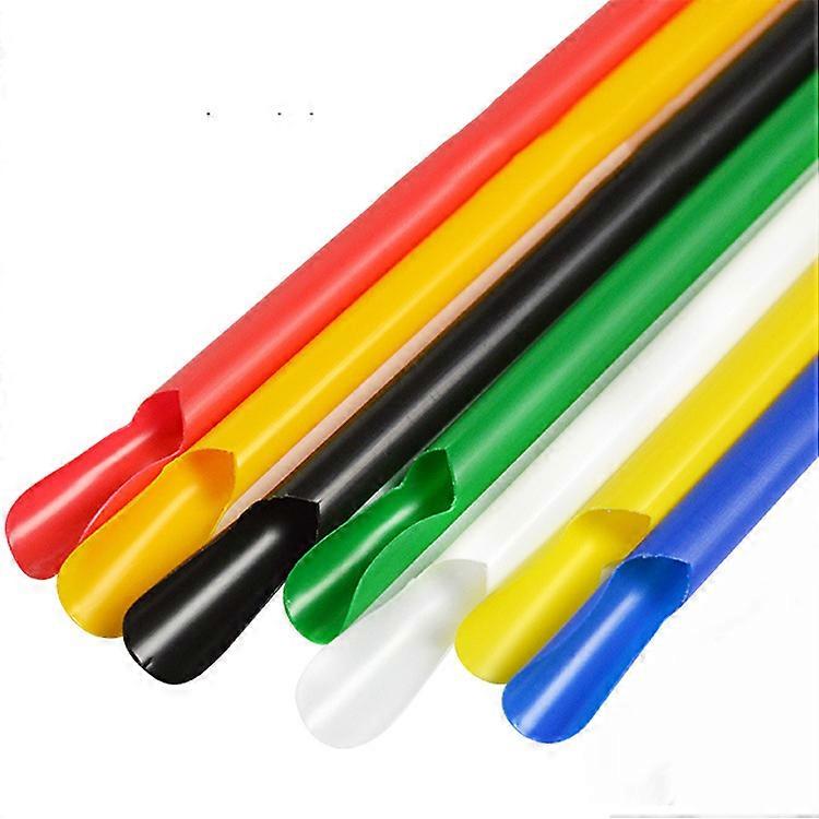 200pc Disposable Straw With Spoon-Colored Plastic Smoothie Straw