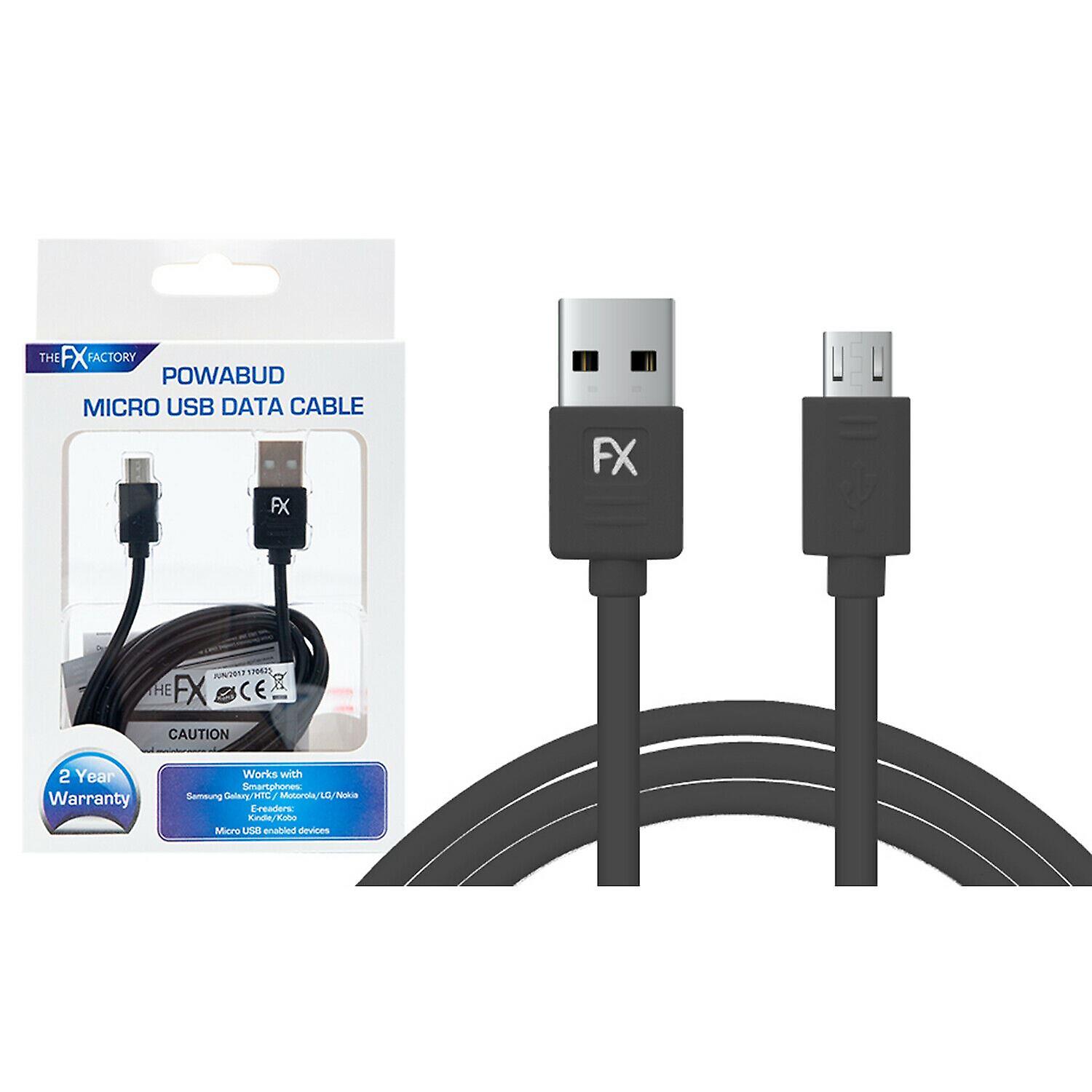 FX Powabud USB Data Cable For Micro USB Devices - Black