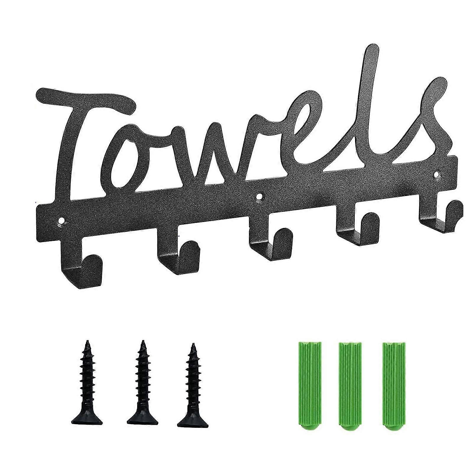 Decorative Wrought Iron Bath Towel Rack Towel Rack Wall-mounted Hook Five Hooks