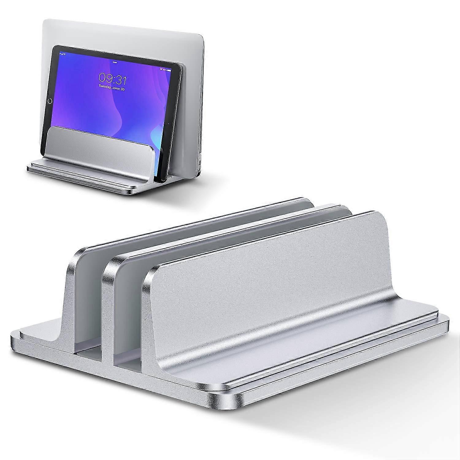 Double Vertical Laptop Stand,aluminum Alloy Holder Silver