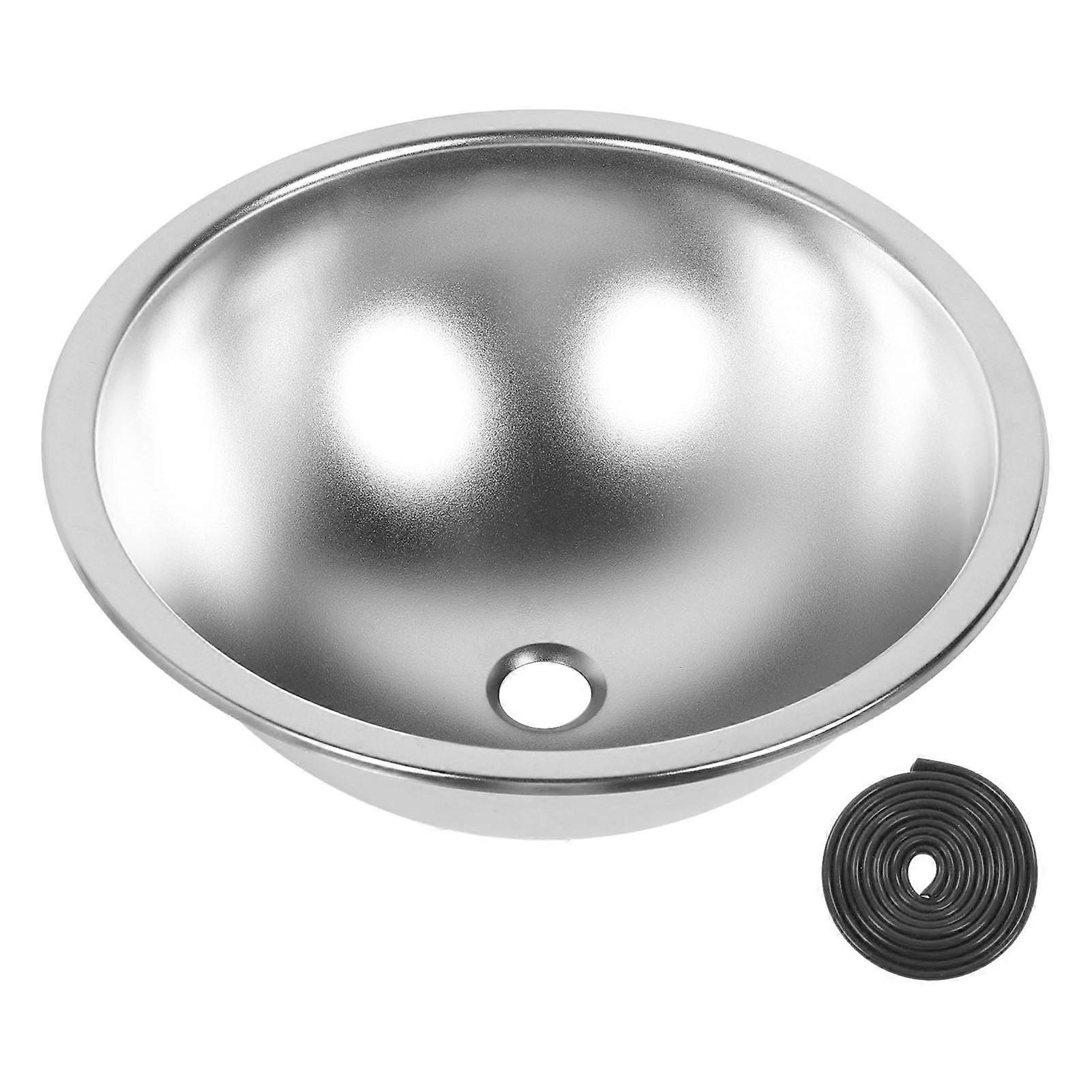 RV Vask 16 X 6,4 tommer 304 Rustfrit stål Alsidig Effektiv Dræning Rund Køkkenvask Til Campingvogn Autocamper Båd Camper Yacht