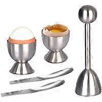Egg Cutter Topper Set 5 PCS Complete Soft Boiled Egg Tool Set Includes Egg Topper Shell Remover, Egg Cups and Egg Spoons, Steel Kitchen Tool