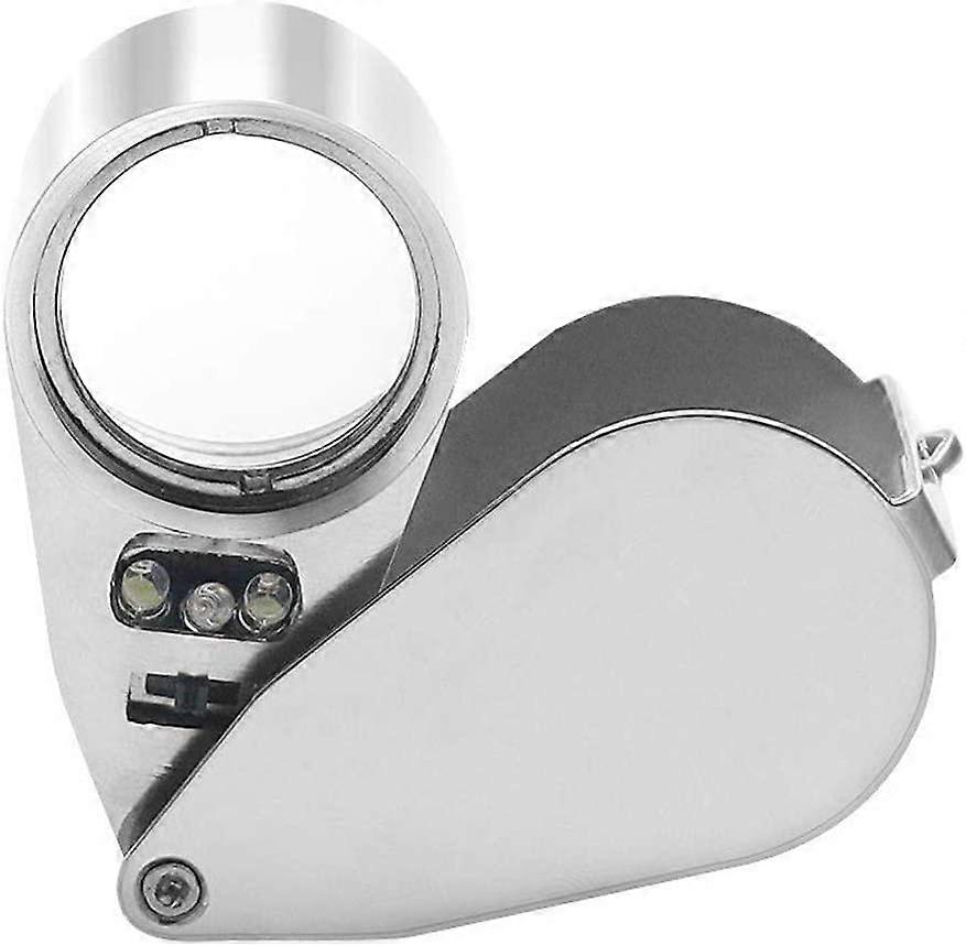 40X Jeweler Loupe Foldable Pocket Magnifying Glass Illuminated Magnifying Glass with LED Light and UV Lamp, Suitable for Reading Study Diary