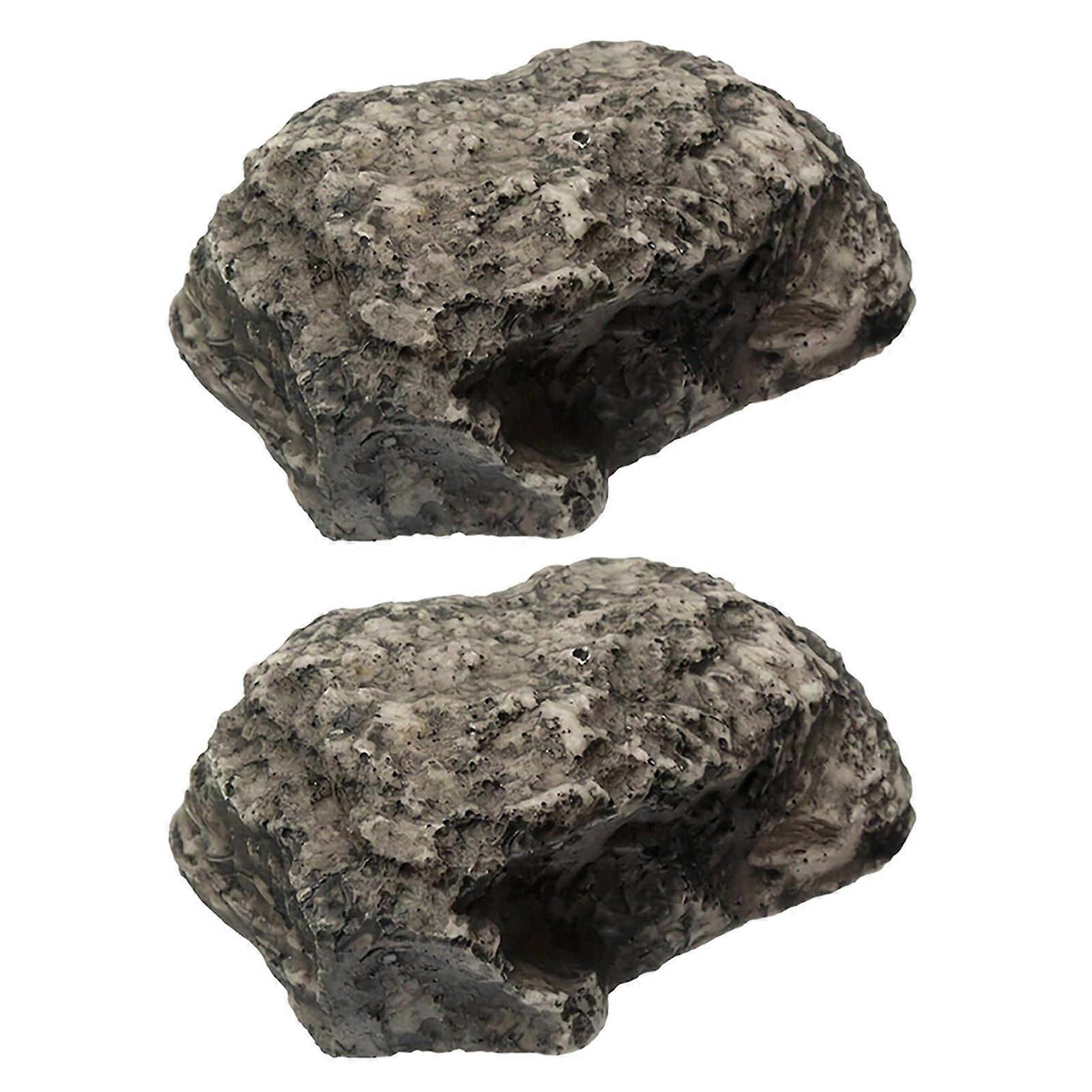 2Pcs Hidden Key Box Outdoor Stone Shape Key Hider Security Key Storage Box for Home Garden Decoration