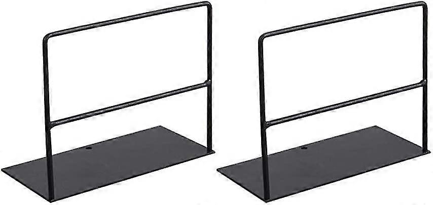 1 Pair Of Wrought Iron Bookends Simple Book Stand Desktop Magazine Stand Black