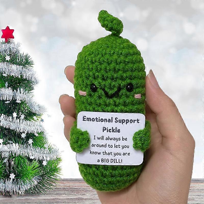 1 Pcs Handmade Emotional Support Pickled Cucumber Gift,Emotional Support Pickled Cucumber Knitting