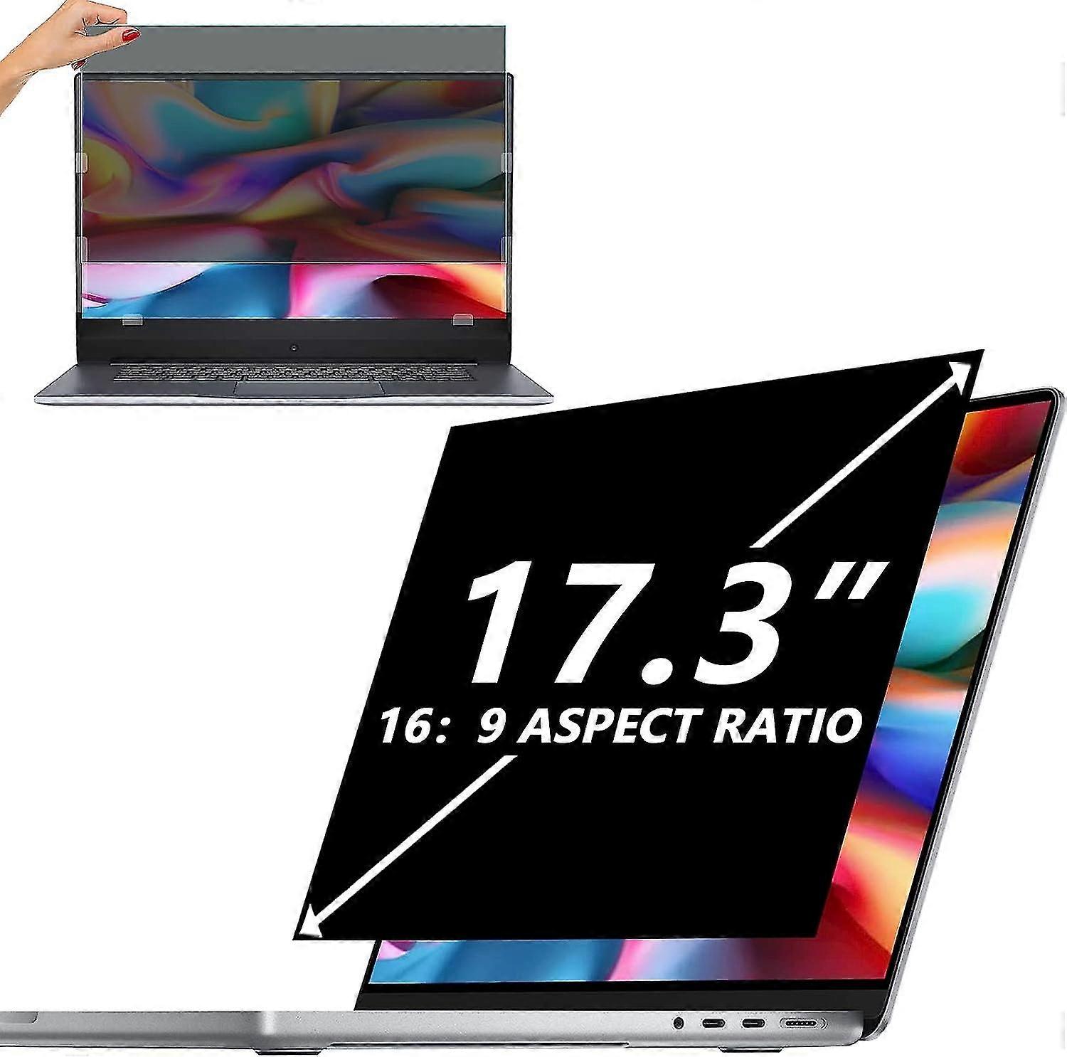 Laptop Privacy Screen 17.3 Inch,removable 16:9 Aspect Privacy Filter Screen Protector For 17.3 Inch Laptop, Anti Glare Blue Light Slide Mount Tabs Cov