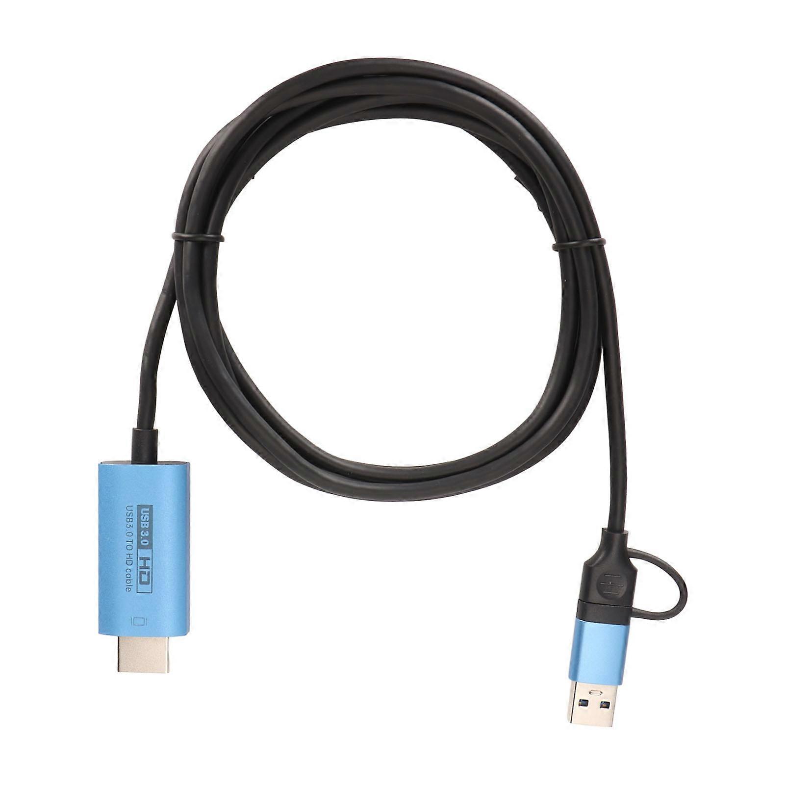 USB3.0 to HD Multimedia Interface Cable 5Gbps 1080P USB C to HD Multimedia Interface Adapter Converter Cable 6.6ft