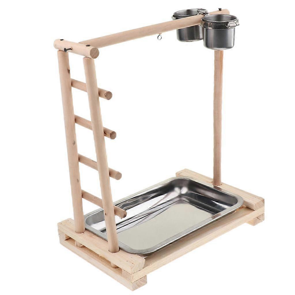 Parrot Bird Playground Perch Gym with Ladder Cups Exercise & Playing