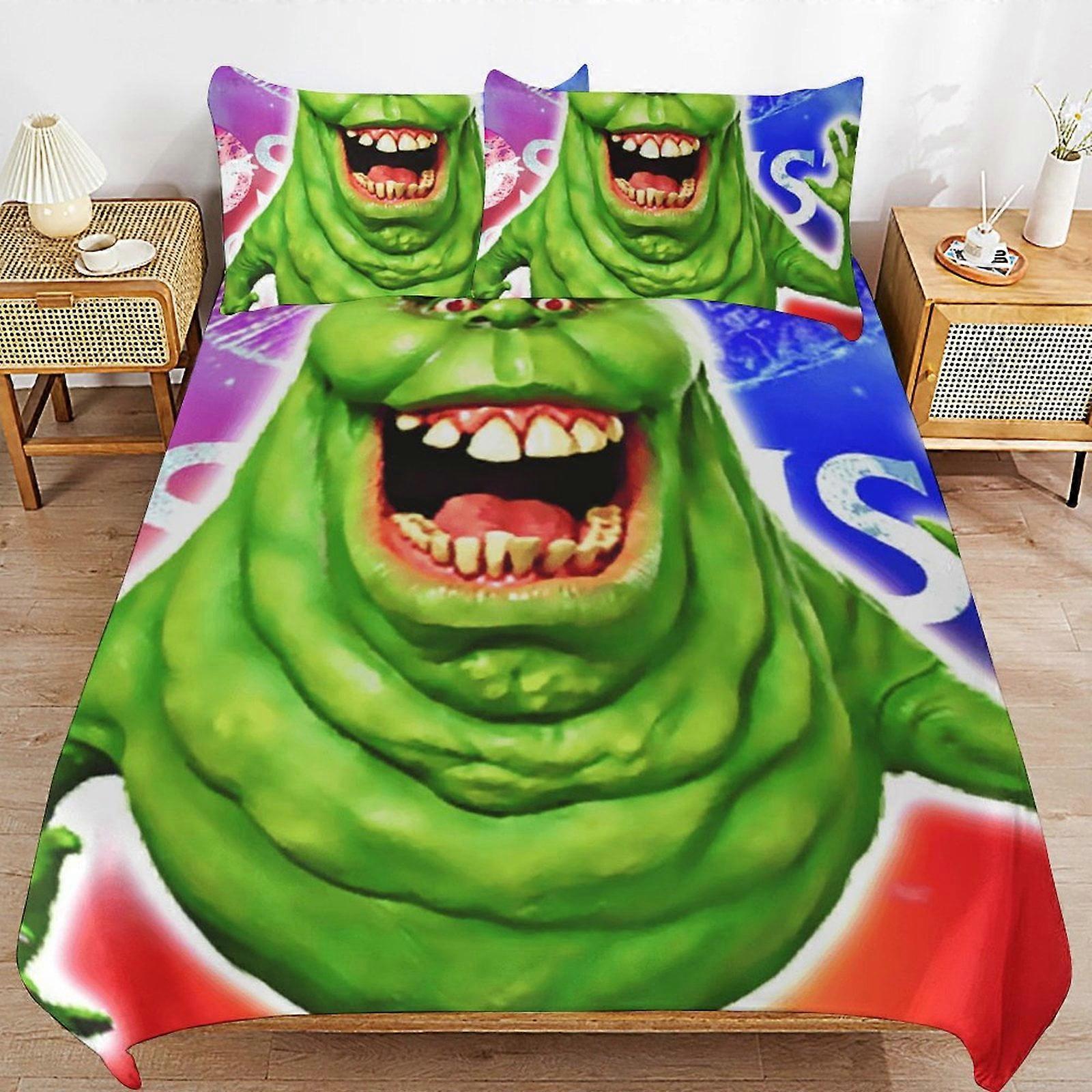 sengetøj sæt CA519 Ghostbusters Seng Dynebetræk Microfiber sengetøj sæt 3D Printet Letvægts 3-delt dynesæt, 1 dynebetræk og 2 pude DP519
