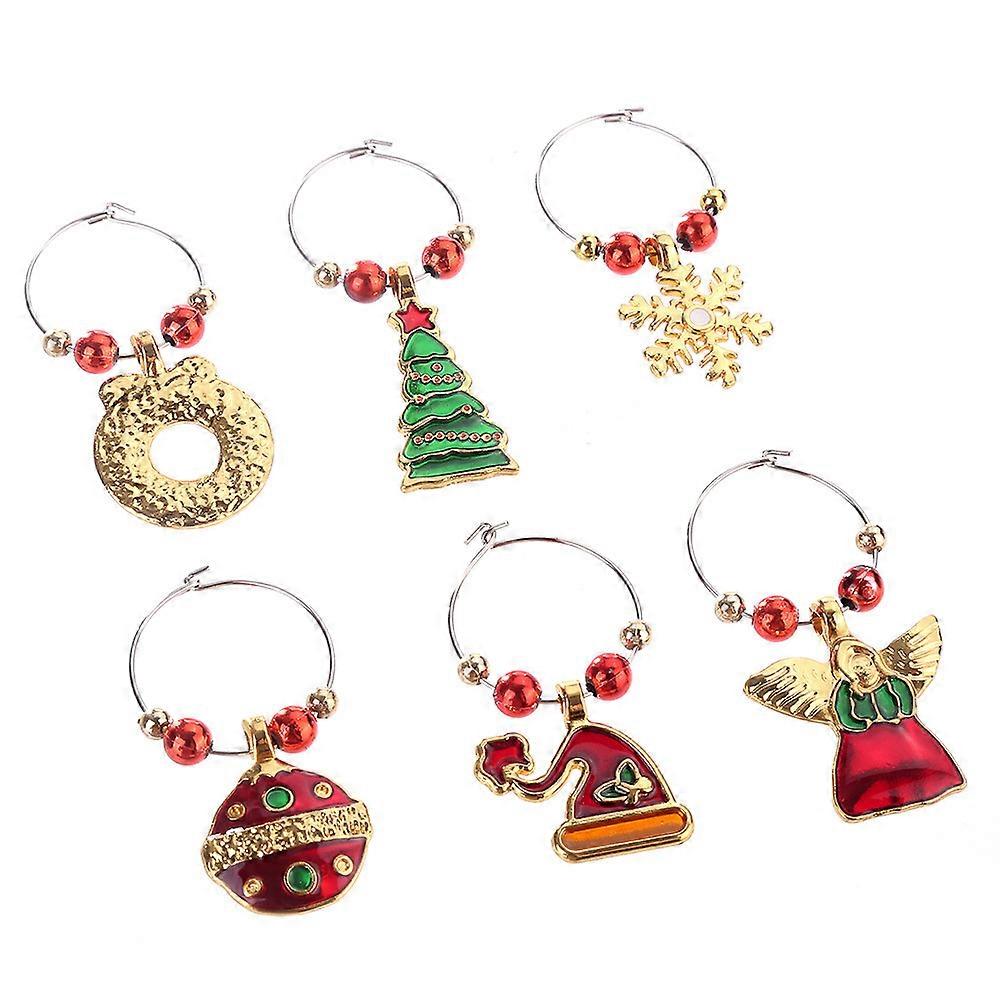 Christmas family wine glass decorative ring Christmas toast goblet decorative charm wine glass ring key ring hanging (style 2)