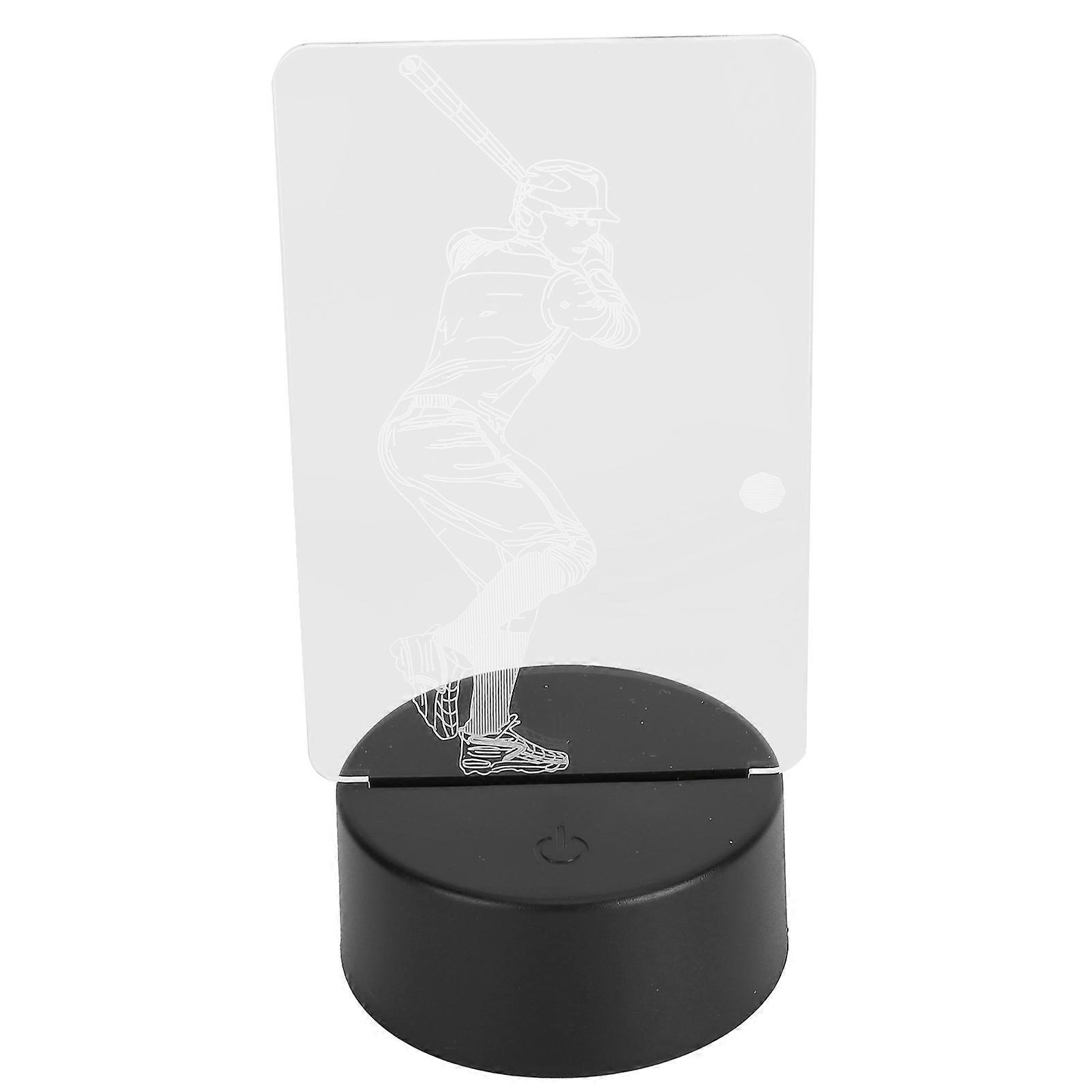 3 Dimensional Baseball Player Pattern Night Light Touch USB Or Battery Powered Lamp for Home