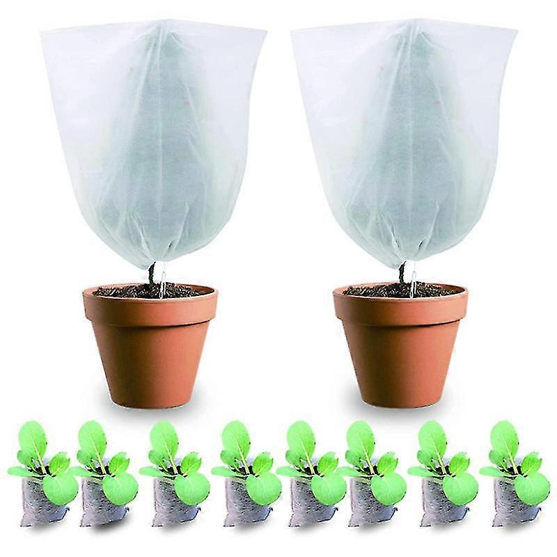 2個の冬の植物カバー凍結防止、23.6 "x 31.5"巾着付き植物霜袋、屋外の庭の鉢植え植物用