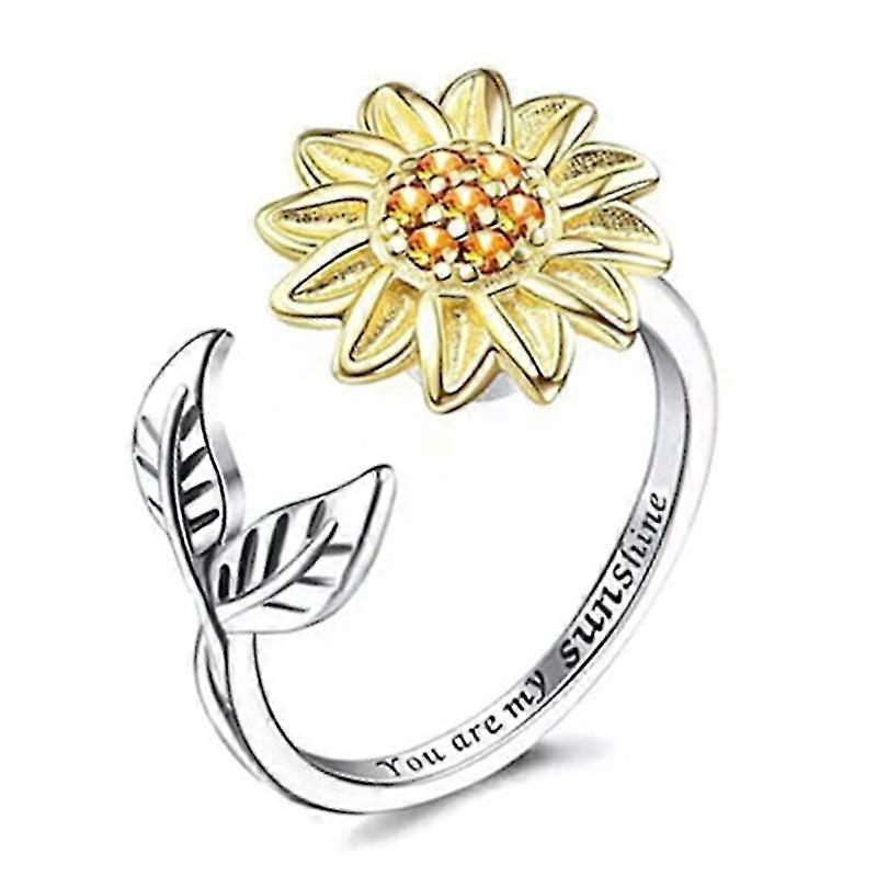 Silver Adjustable Open Ring Spinner Fidget Ring For Anxiety Stress Relief Gift