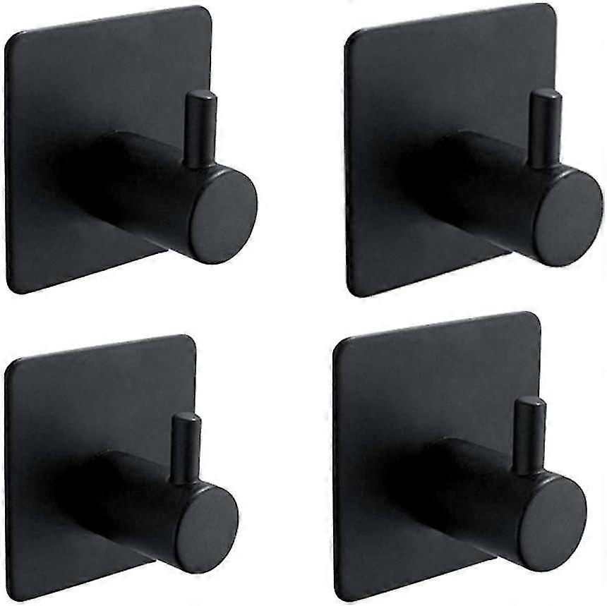 Kitchen Hook Free Punch Black Adhesive Hook Square B pack Of 4)