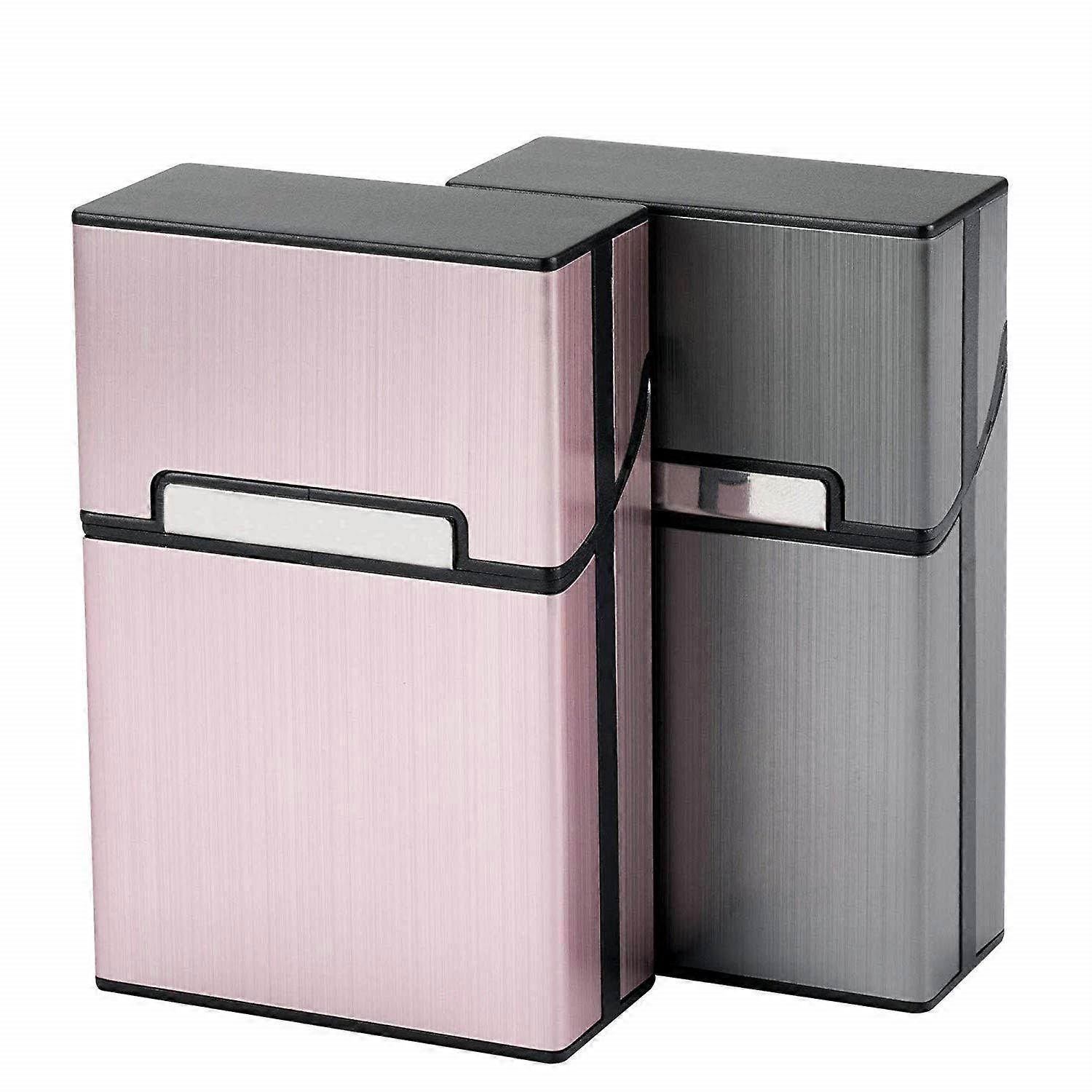 2 aluminum cigarette cases, can hold 20 cigarettes