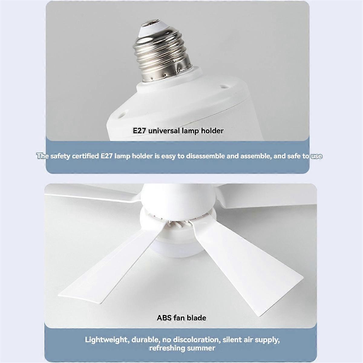 Socket Fan Light with Remote Control Distance 5m E27 3-Speeds Dimmable LED Base Voltage 85-265v 40w