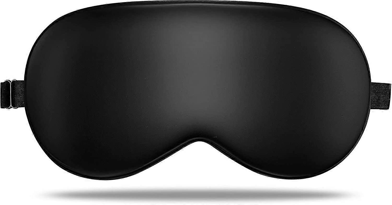 Mulberry Silk Sleep Eye Mask Blindfold Adjustable Strap (black)