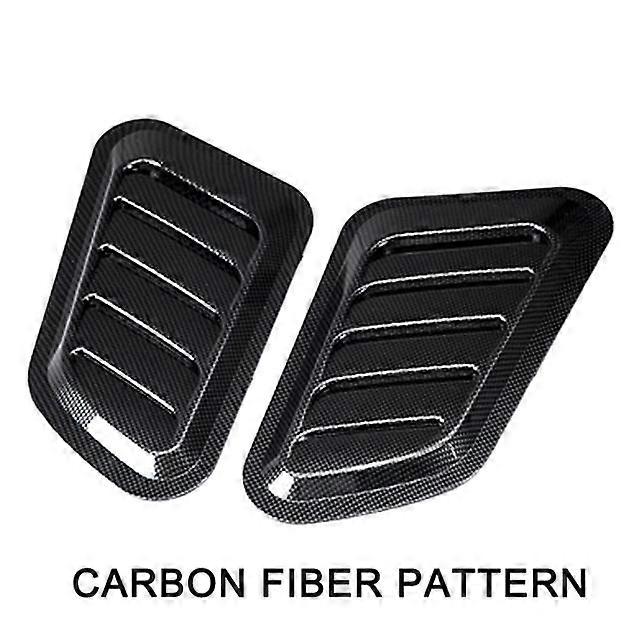 Black Carbon Fiber Car Universal Intake Scoop Turbo Hood Outlet Shark Fin Air Vent Sticker Trim Cover Decorative