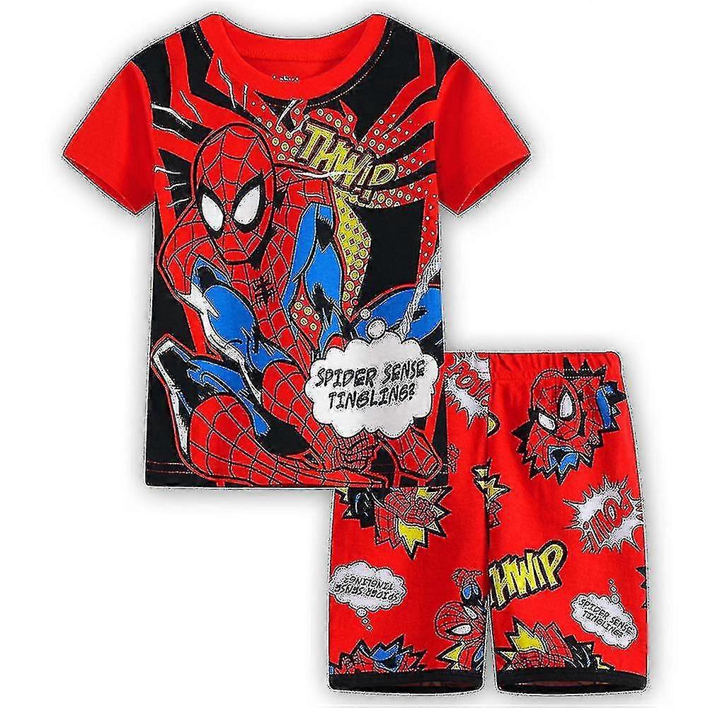 スパイダーマンサマーコスチュームキッズボーイ半袖プリントTシャツトップ+ショートパンツセット服