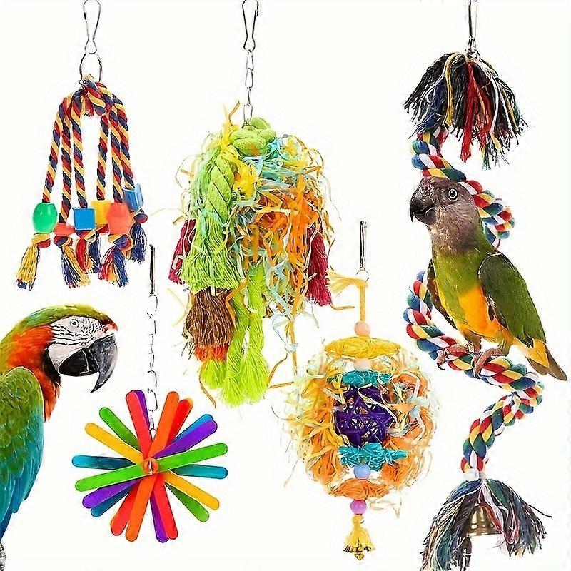 5pcs Durable Parrot Chew & Foraging Toys - Engaging Shredder Knots for Interactive Playtime - Stimulate Mind & Exercise, Perfect for Multiple Bird Fri