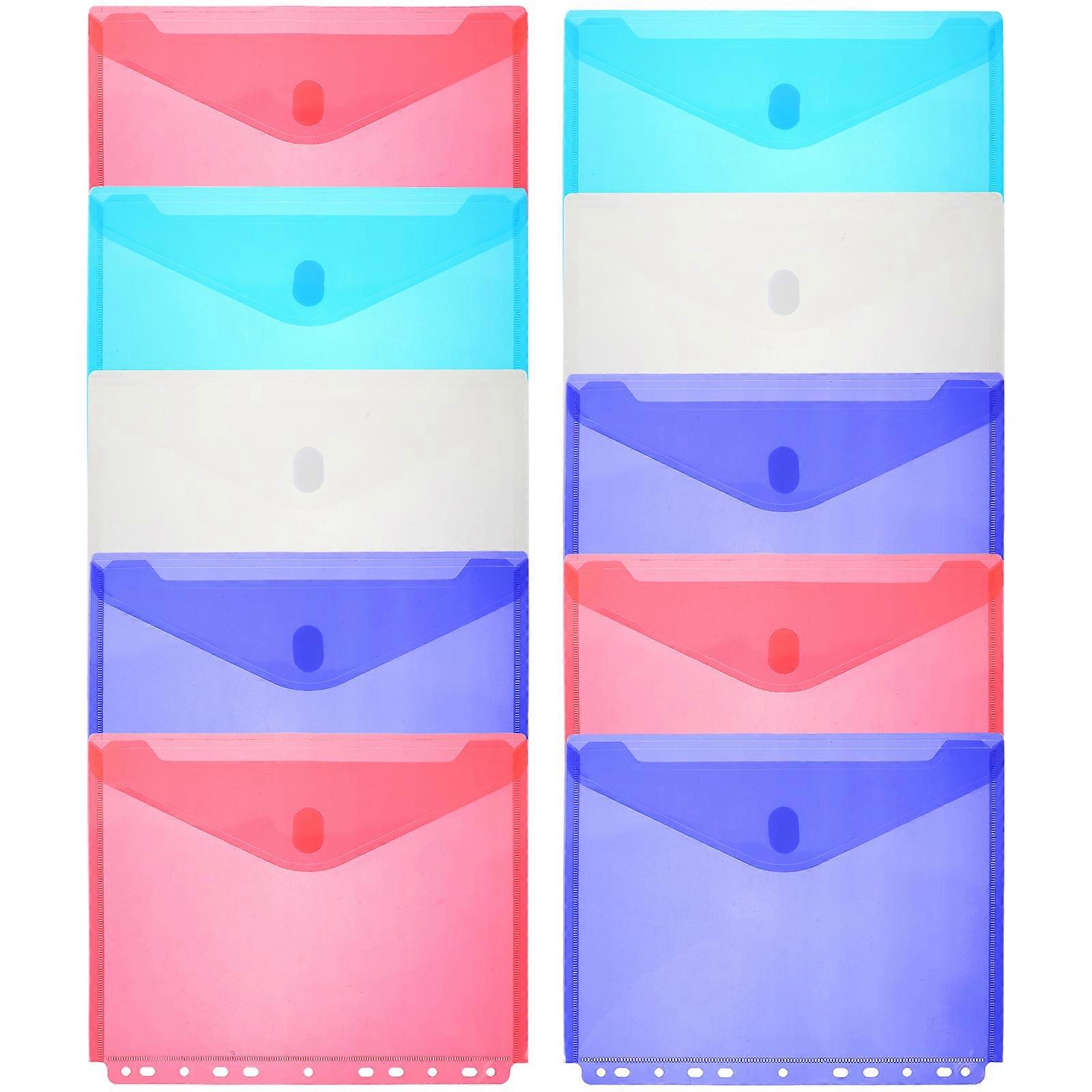 10Pcs File Storage Bags Documents Envelopes File Pockets Colorful File Folders File Organizers
